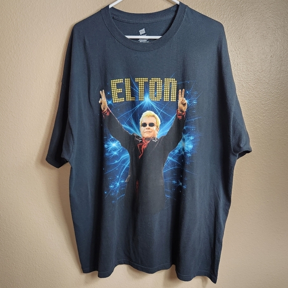 Elton John Unisex Cotton Rocketman 2012 Black Concert Tee |2XL| - Picture 1 of 5